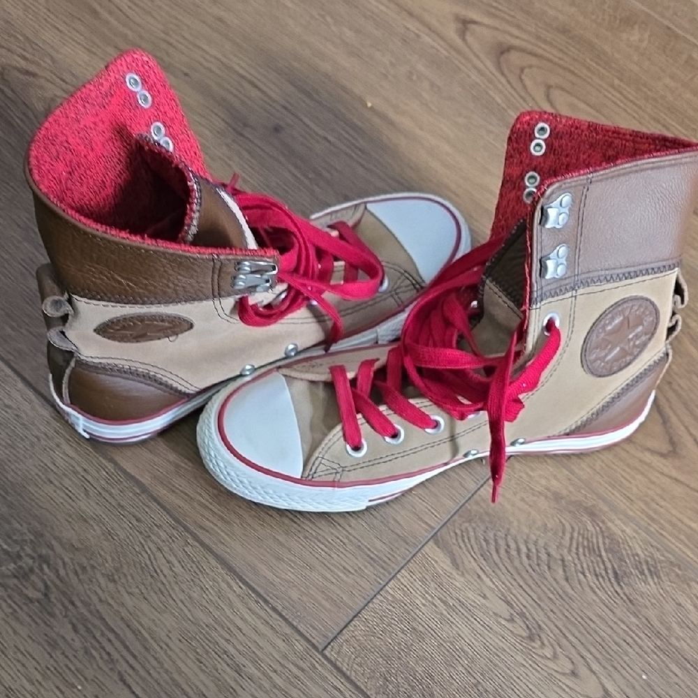 Converse High-Top Sneakers in Brown and Red